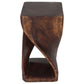 Mocha Original Twist hand-carved wood end table, 12 x 12 x 23 inches, second angle showing the carved twist