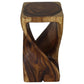 Walnut Original Twist hand-carved wood end table, 12 x 12 x 23 inches, second angle showing the carved twist