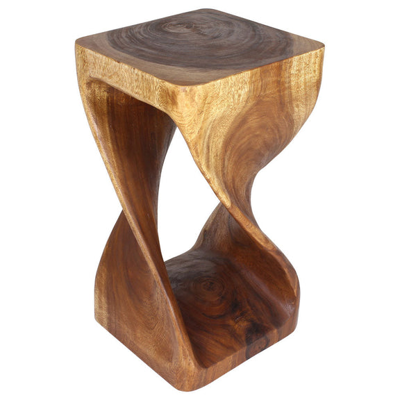 Haussmann Original Twist Pedestal Side Table, Walnut, 14 x 14 x 26 in H