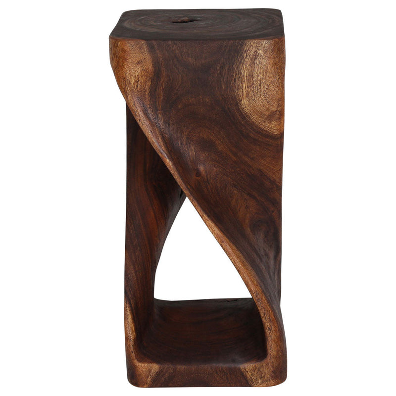 Haussmann Original Twist Pedestal Side Table, Mocha, 14 x 14 x 30 in H