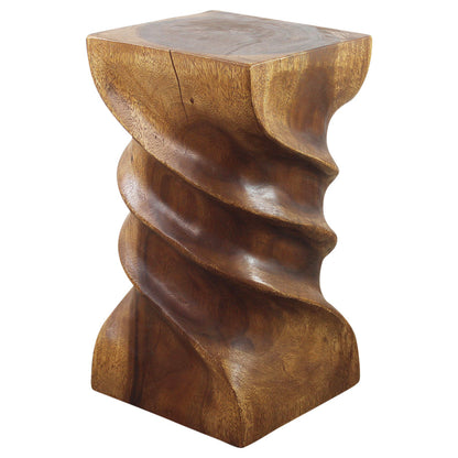 Haussmann Triple Twist Solid Wood End Table - 12 x 12 x 22 in - Walnut
