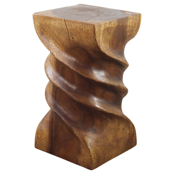 Haussmann Triple Twist Solid Wood End Table - 12 x 12 x 22 in - Walnut