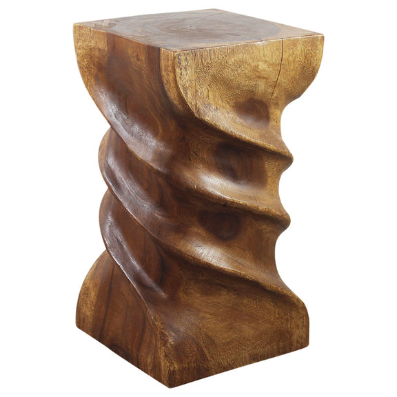 Haussmann Triple Twist Pedestal Side Table, Walnut, 12 x 12 x 22 in H