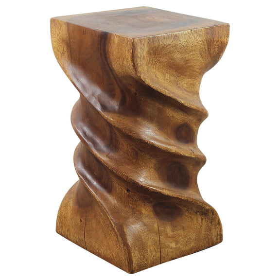 Haussmann Triple Twist Pedestal Side Table, Walnut, 12 x 12 x 22 in H