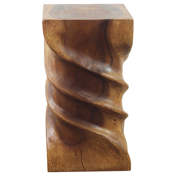 Haussmann Triple Twist Pedestal Side Table, Walnut, 12 x 12 x 22 in H