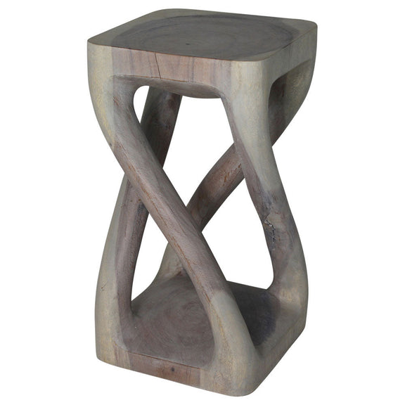 Haussmann Vine Twist Pedestal Side Table, Agate Grey, 12 x 12 x 22 in H