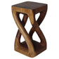Haussmann Vine Twist hand-carved wood end table, Walnut, 12 x 12 x 22 in H