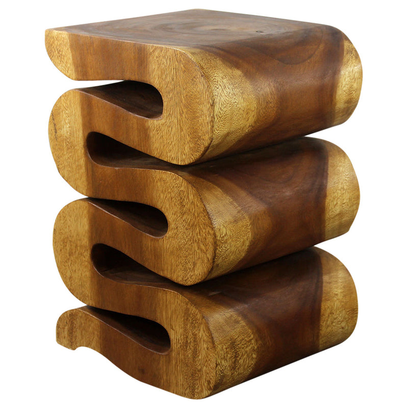 Haussmann Thinwave hand-carved wood end table, Oak, 12 x 14 x 20 in H