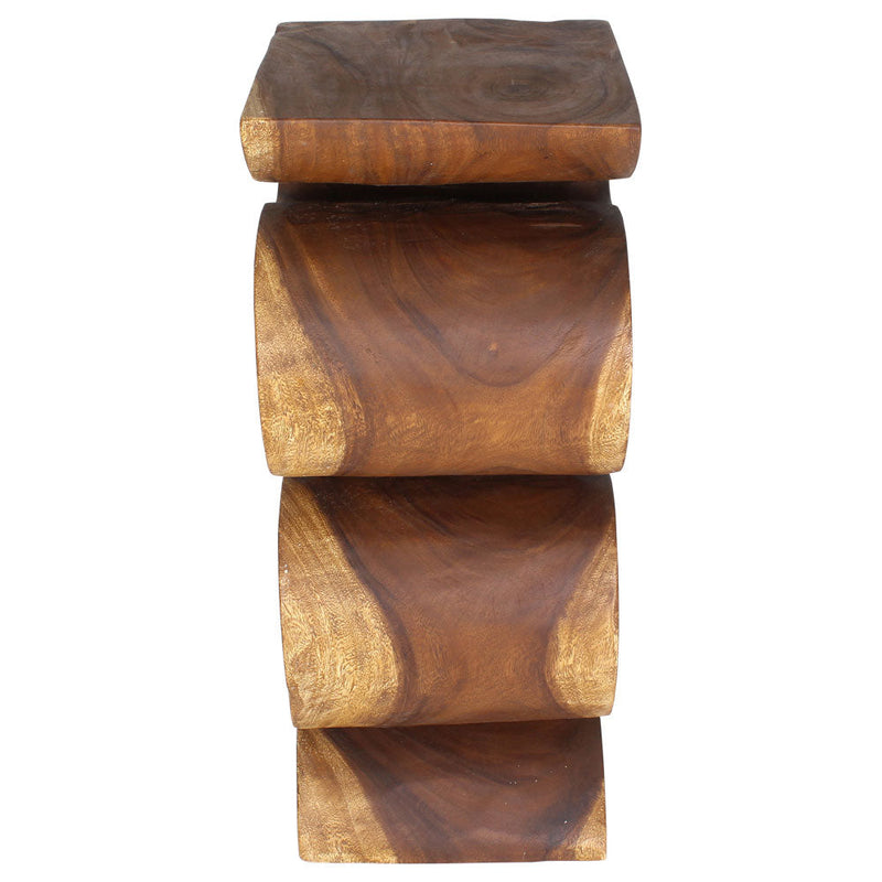 Haussmann Big Wave hand-carved wood end table, Walnut, 12 x 14 x 30 in H