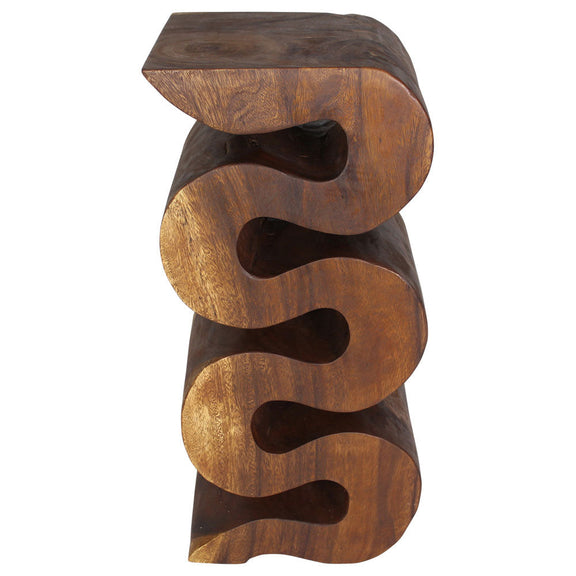Haussmann Big Wave Solid Wood Accent Table - 12 x 14 x 30 in - Walnut