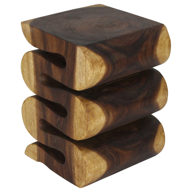 Haussmann Thinwave hand-carved wood end table, Oak, 14 x 14 x 20 in H