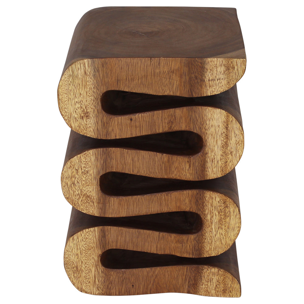 Haussmann Wave Solid Wood End Table - 14 x 14 x 20 in - Walnut