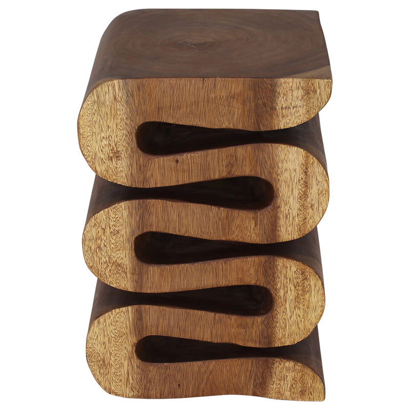 Haussmann Wave Solid Wood End Table - 14 x 14 x 20 in - Walnut