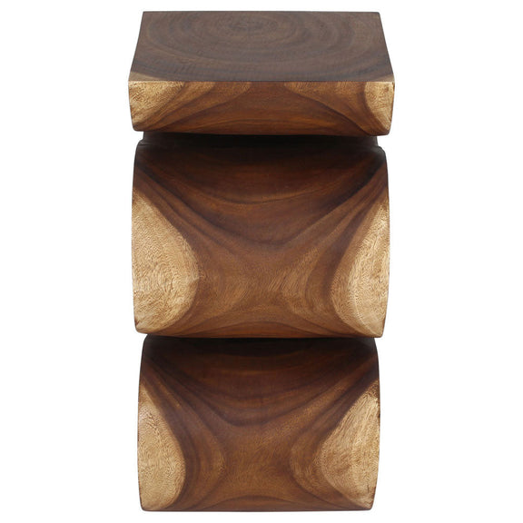 Haussmann Big Wave hand-carved wood end table, Walnut, 12 x 14 x 25 in H