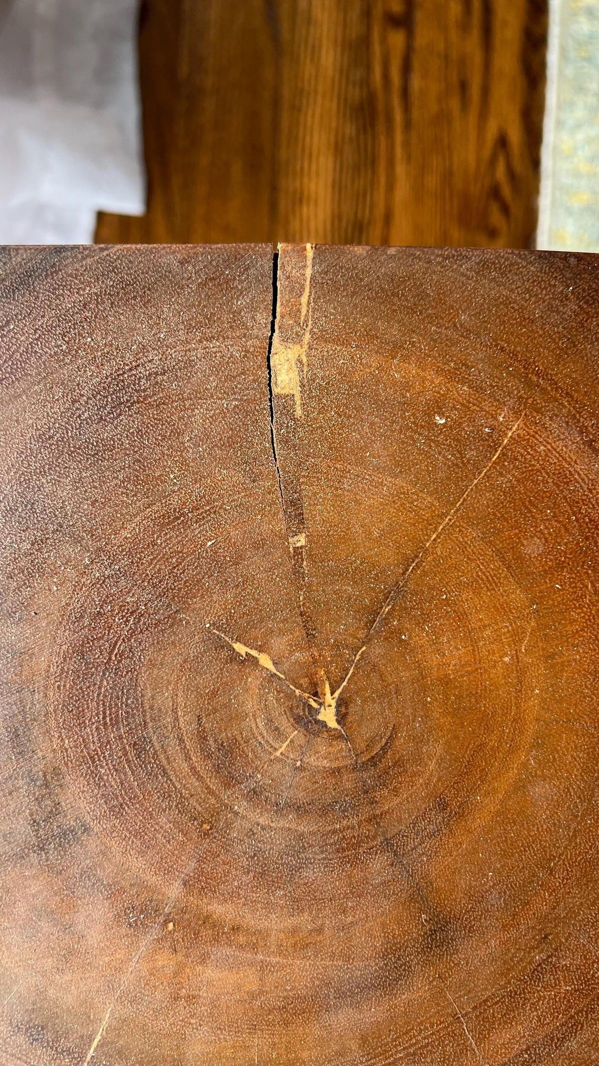 Natural grain and color variations in handcrafted solid wood