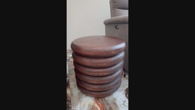 Haussmann Stacked Rings Solid Wood End Table - 20 in dia x 18 in H - Mocha